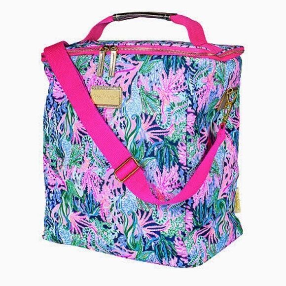 Lilly Pulitzer Insulated Wine Carrier picnic cooler basket NEW mermaid - Picture 4 of 4